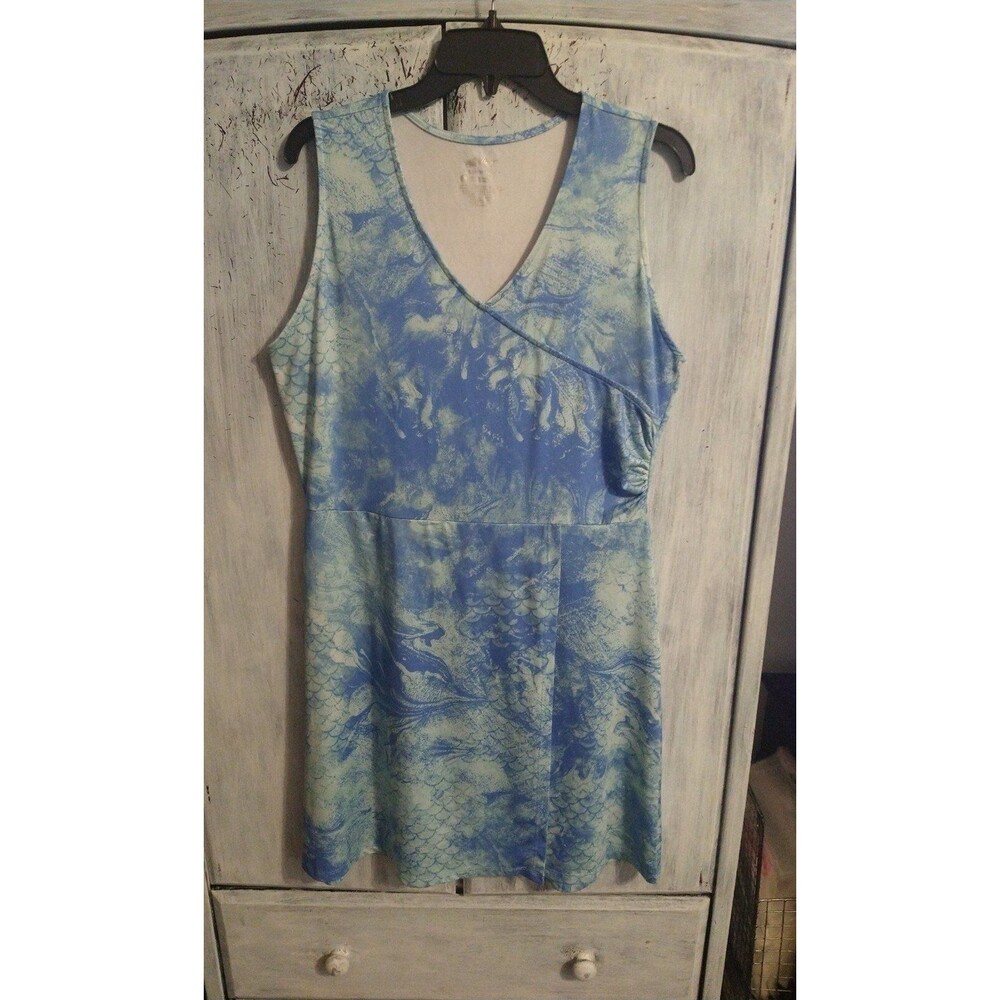 Silver Bait Tie Dye v-neck mini sleeveless dress Large Summer Beachy Boho